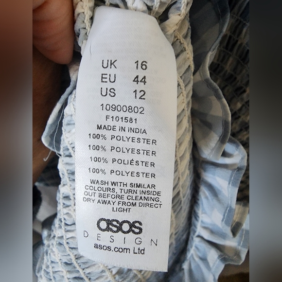 Women's Asos Smock Design Dress Size 12 with Ruffle Shoulder Straps - Picture 2 of 5